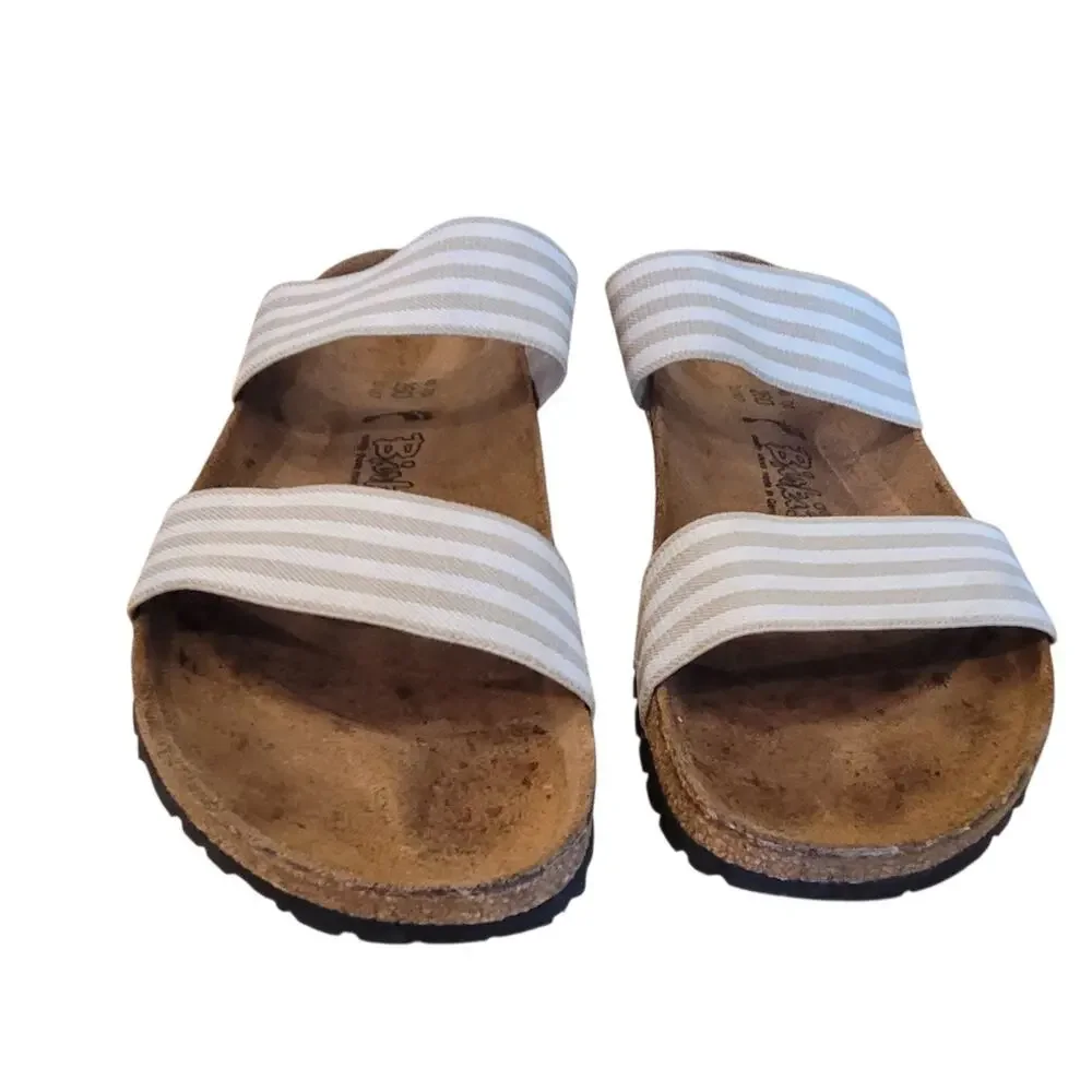 Birkenstock Birkies Womens Curacao Stripe Stretch Straps Sandal Slides 40